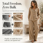 🌿Women's Cotton-Linen V-Neck Long Sleeve Top & Pants Set mysite