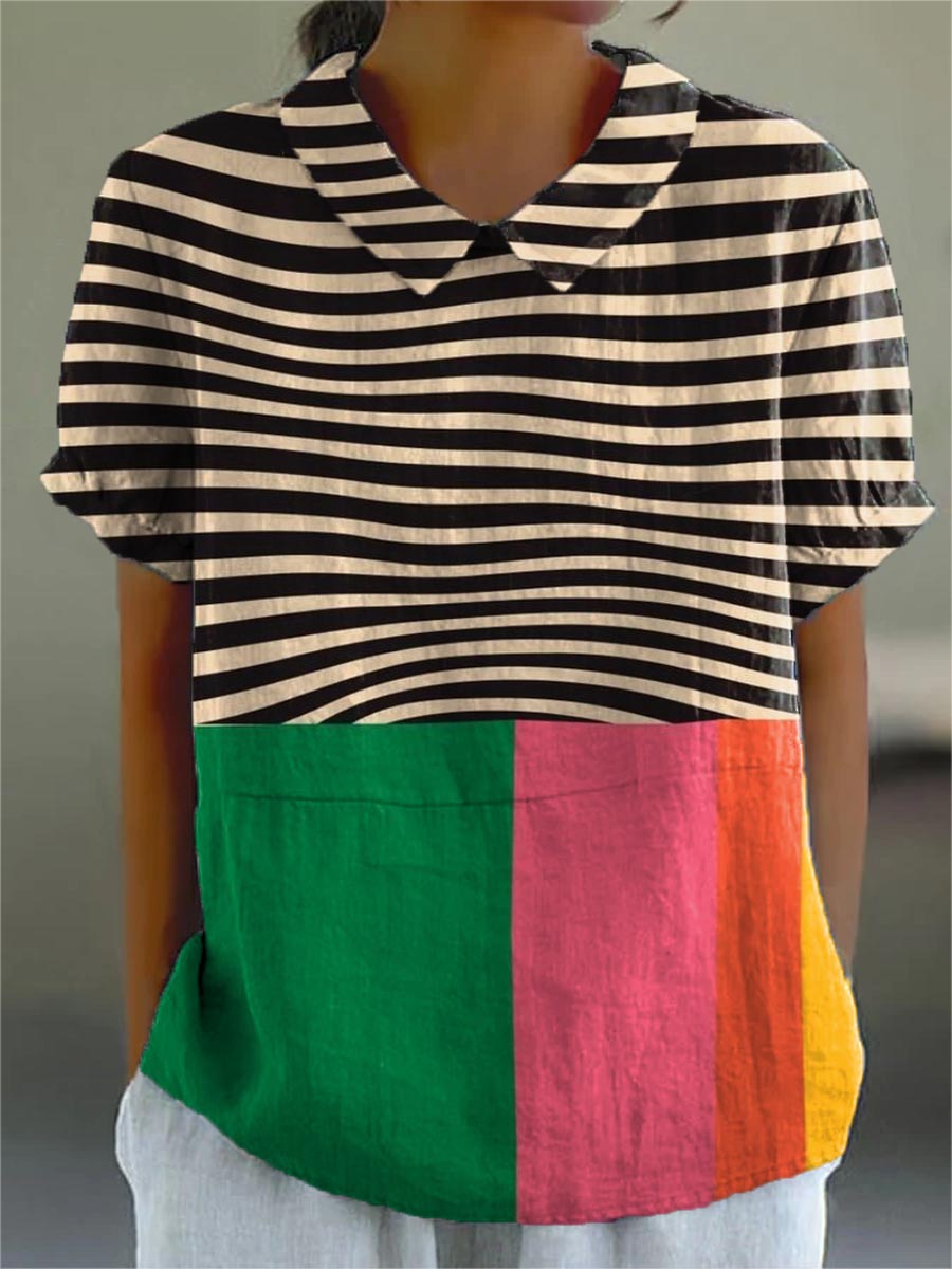 Eva | Bold Stripes and Color Block Shirt mysite
