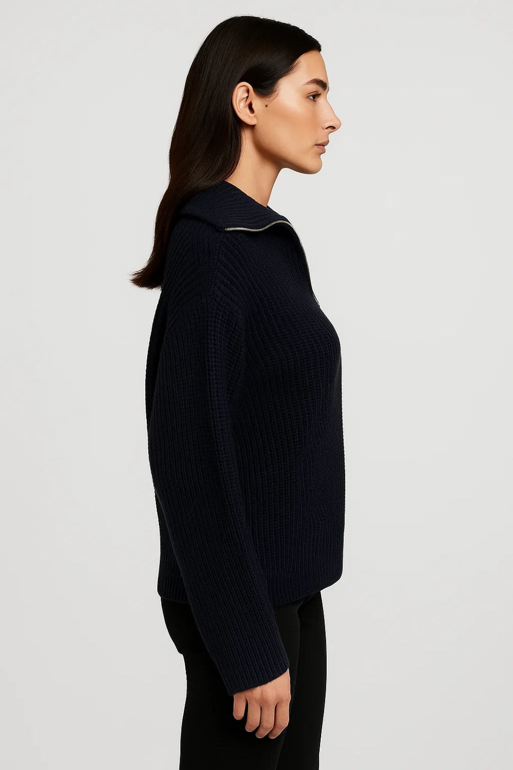 FFION | WAFFLE-KNITIP-COLLAR SWEATER mysite
