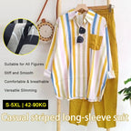 Colorful casual striped 2-piece suit mysite