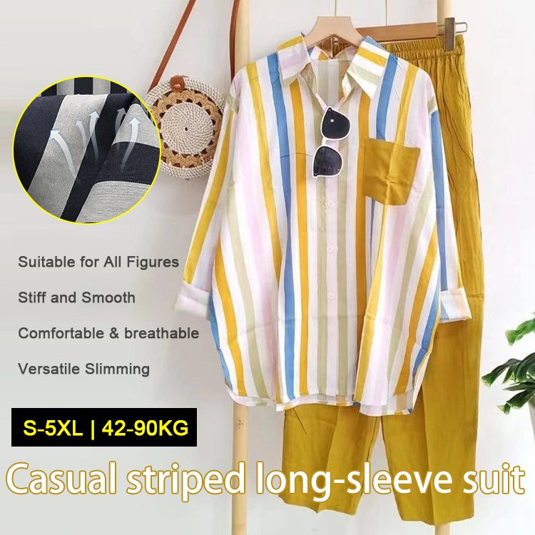 Colorful casual striped 2-piece suit mysite