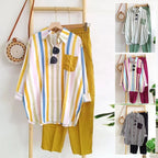 Colorful casual striped 2-piece suit mysite