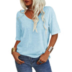 💖2026 Summer Sale 50% OFF💥Women's Solid Color V-Neck T-shirt mysite