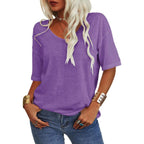 💖2026 Summer Sale 50% OFF💥Women's Solid Color V-Neck T-shirt mysite