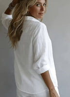 Women’s Lightweight Linen Button-Up Shirt – Relaxed Fit Long Sleeve Blouse Marlovene