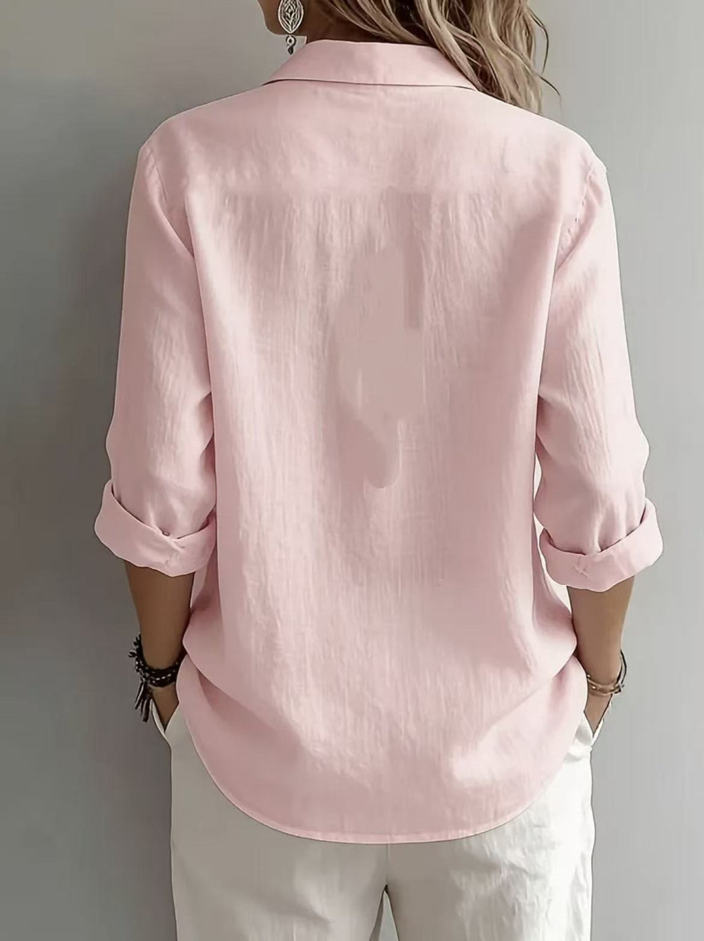 Women’s Lightweight Linen Button-Up Shirt – Relaxed Fit Long Sleeve Blouse Marlovene