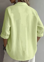 Women’s Lightweight Linen Button-Up Shirt – Relaxed Fit Long Sleeve Blouse Marlovene