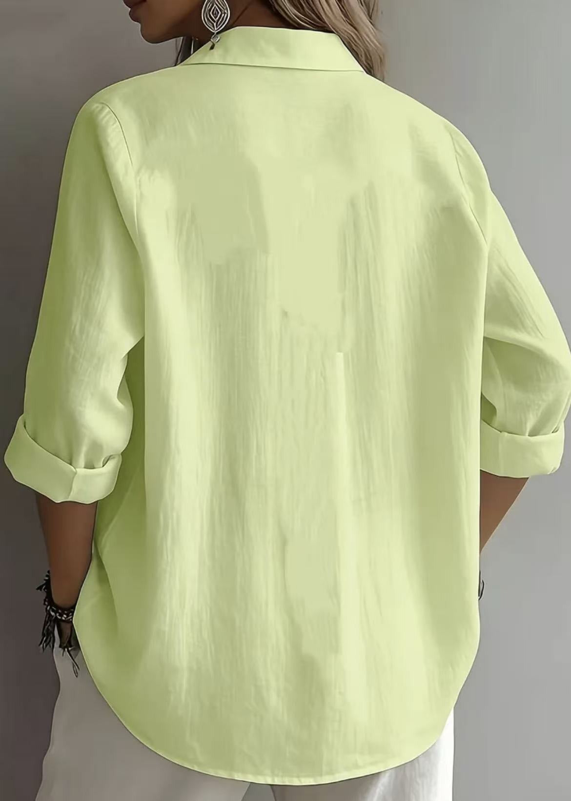 Women’s Lightweight Linen Button-Up Shirt – Relaxed Fit Long Sleeve Blouse Marlovene