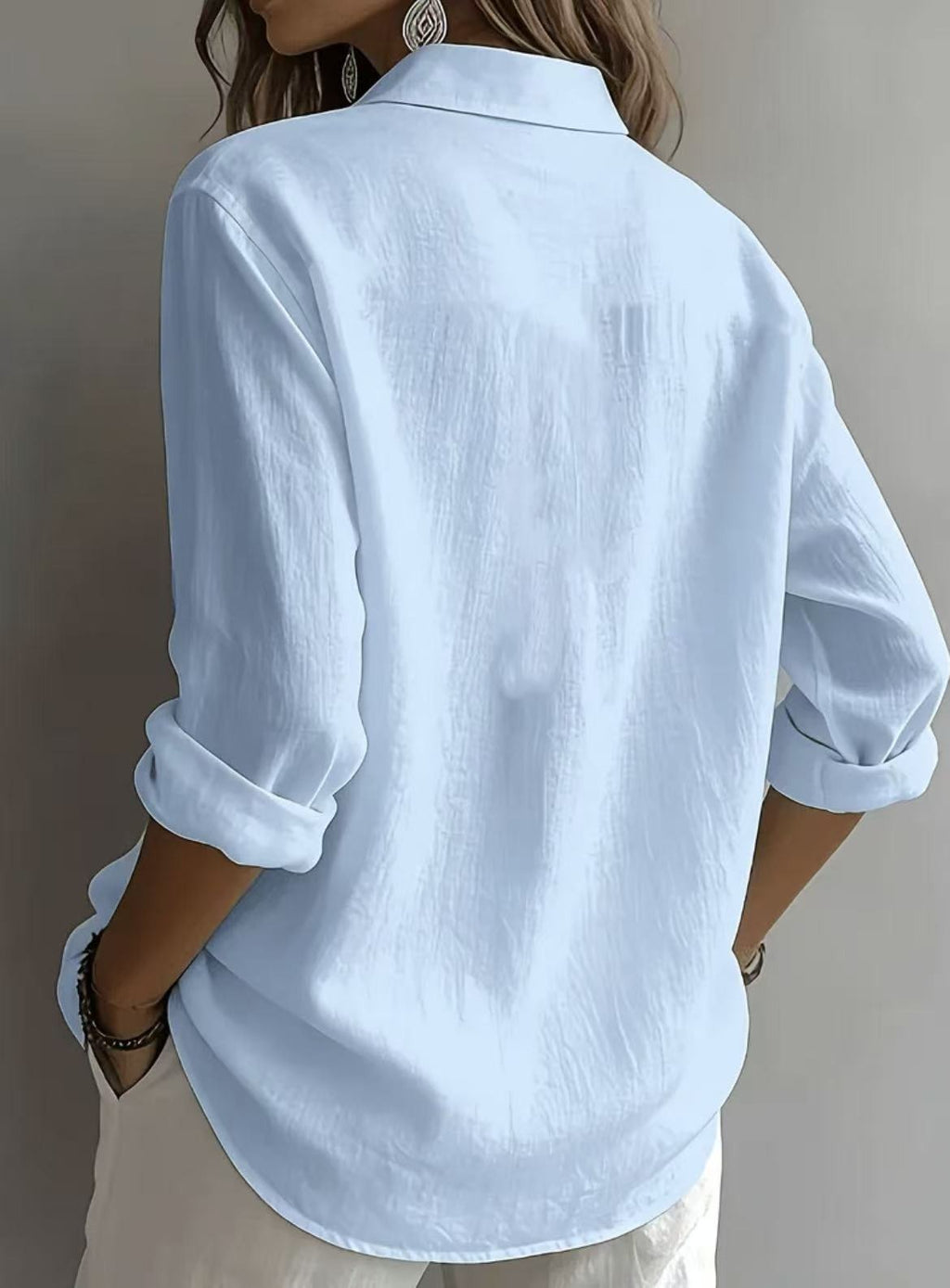 Women’s Lightweight Linen Button-Up Shirt – Relaxed Fit Long Sleeve Blouse Marlovene