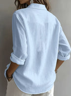 Women’s Lightweight Linen Button-Up Shirt – Relaxed Fit Long Sleeve Blouse Marlovene