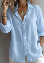 Women’s Lightweight Linen Button-Up Shirt – Relaxed Fit Long Sleeve Blouse Marlovene