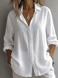 Women’s Lightweight Linen Button-Up Shirt – Relaxed Fit Long Sleeve Blouse Marlovene