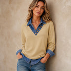 Women's Casual Patchwork Long Sleeve Top Marlovene