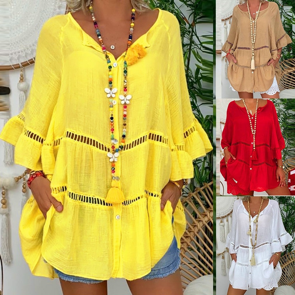 Women’s Casual Hollow Out V-Neck Dress mysite
