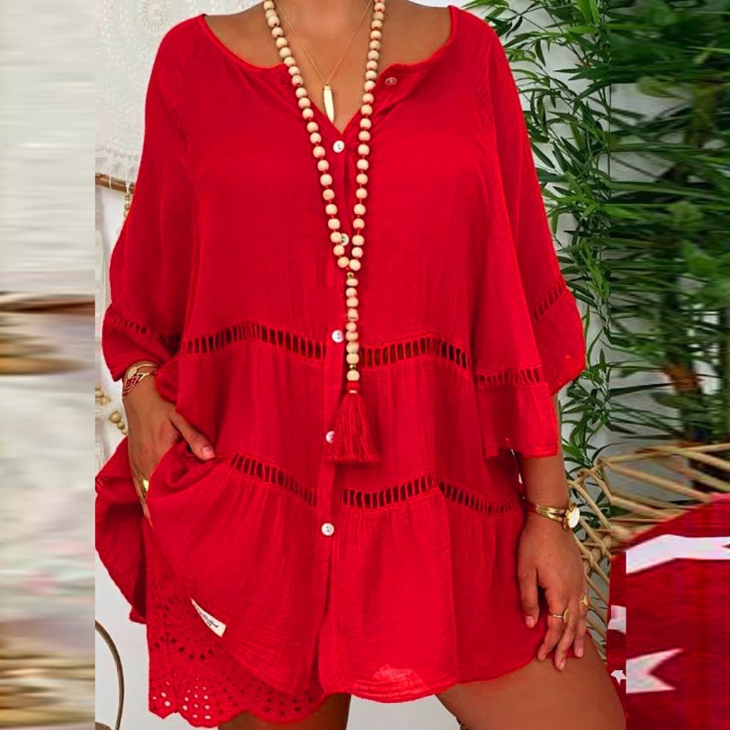 Women’s Casual Hollow Out V-Neck Dress mysite