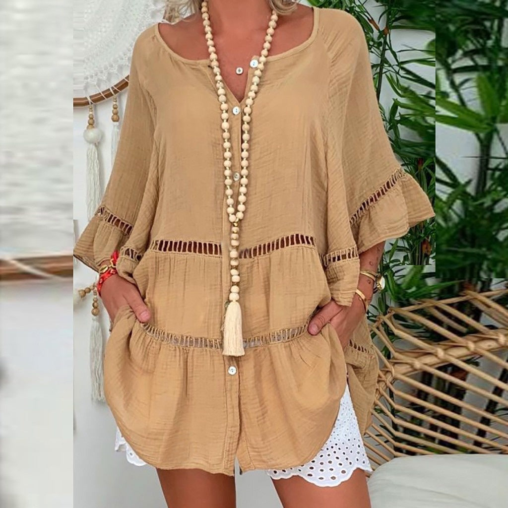 Women’s Casual Hollow Out V-Neck Dress mysite