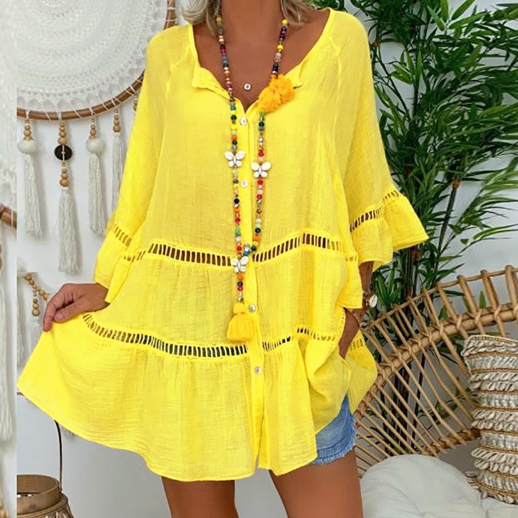 Women’s Casual Hollow Out V-Neck Dress mysite