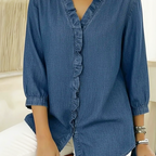⏳Time-Limited Special⏰Women's Casual Ruffle V-Neck Shirt | Soft, Breathable & Flattering High-Low Hem ✨ mysite