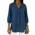 ⏳Time-Limited Special⏰Women's Casual Ruffle V-Neck Shirt | Soft, Breathable & Flattering High-Low Hem ✨ mysite