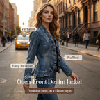 🧥  Women's Denim Jacket with Ruffles & Open Front – Lightweight & Feminine – Versatile & Chic 👗 mysite