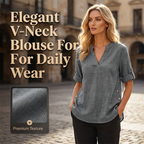 Women's Casual Loose Fit V-Neck Blouse mysite