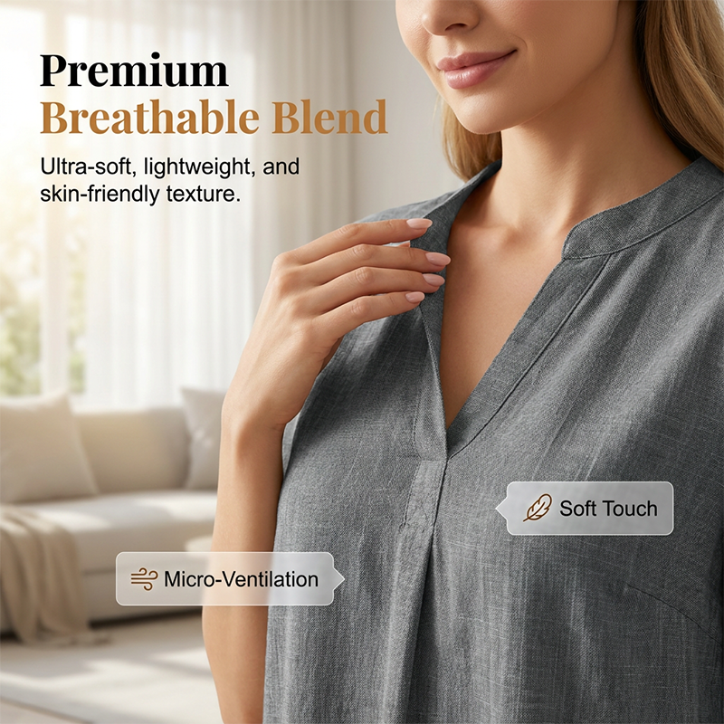 Women's Casual Loose Fit V-Neck Blouse mysite
