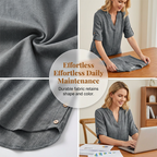 Women's Casual Loose Fit V-Neck Blouse mysite