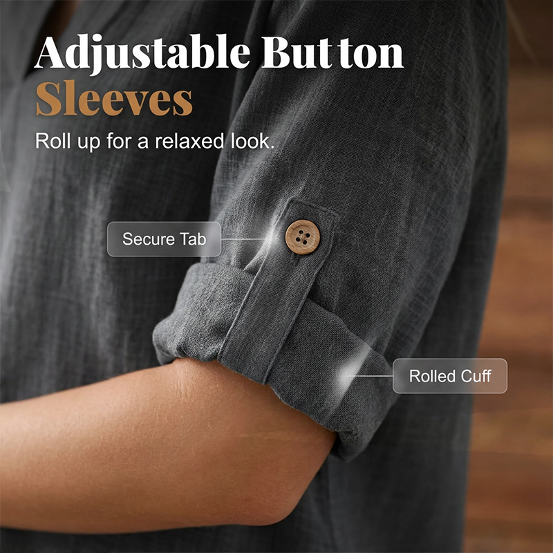 Women's Casual Loose Fit V-Neck Blouse mysite