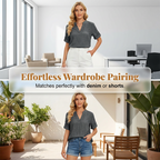 Women's Casual Loose Fit V-Neck Blouse mysite