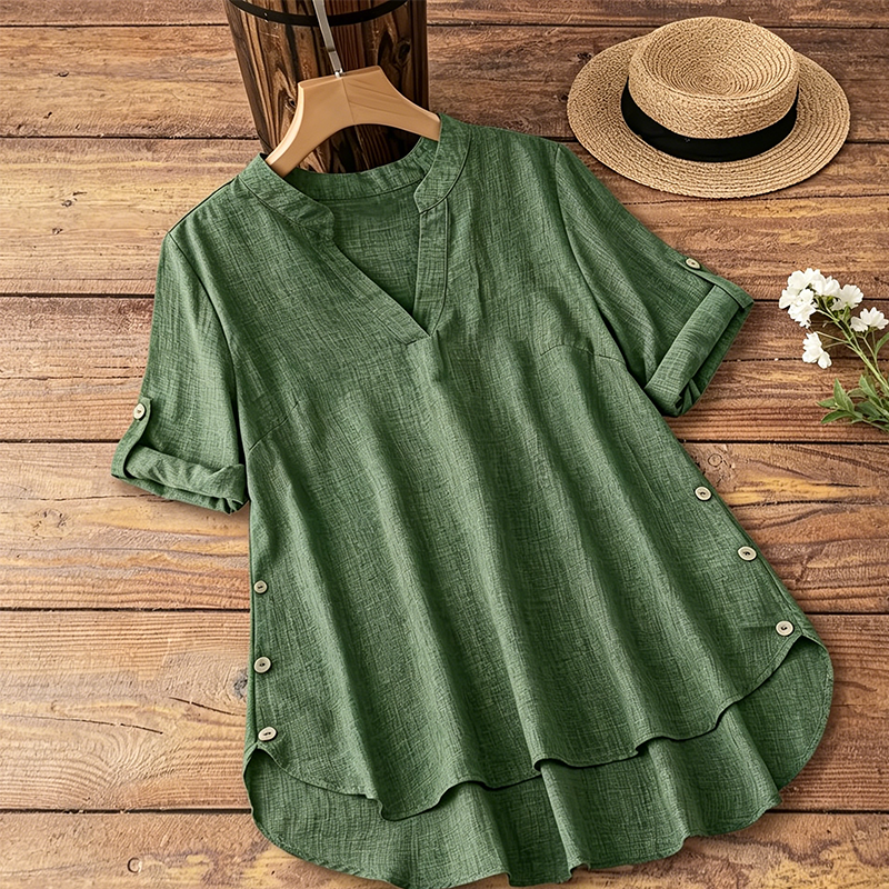 Women's Casual Loose Fit V-Neck Blouse mysite