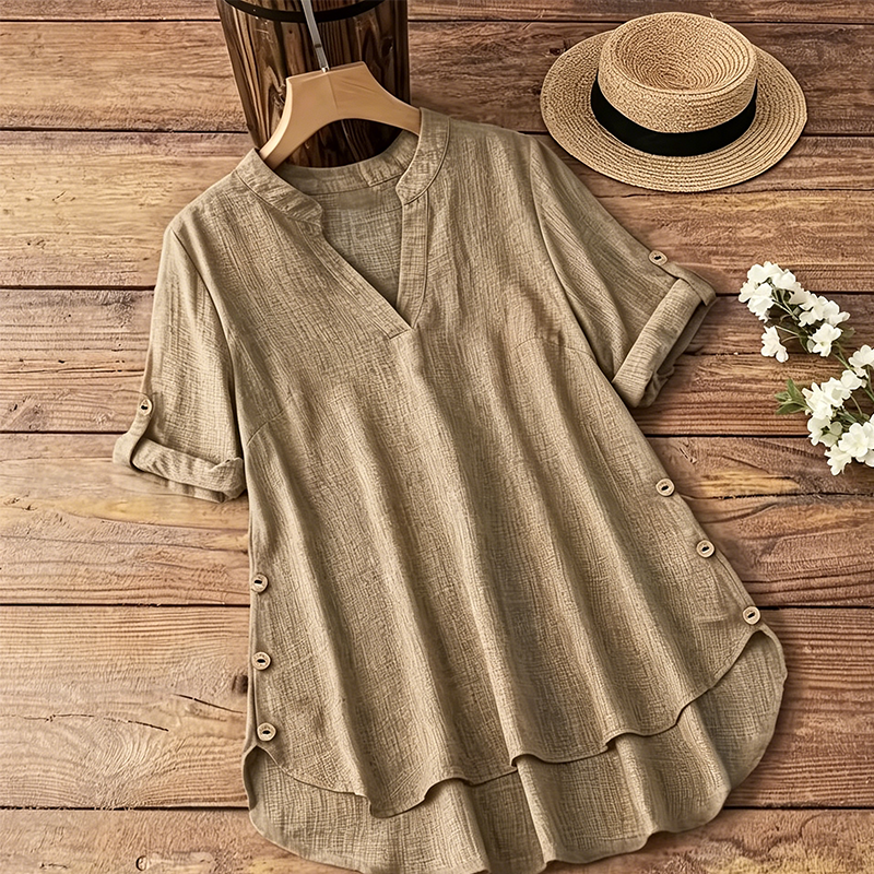 Women's Casual Loose Fit V-Neck Blouse mysite