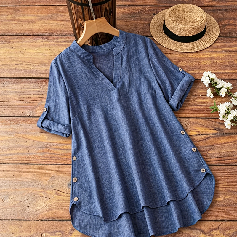 Women's Casual Loose Fit V-Neck Blouse mysite