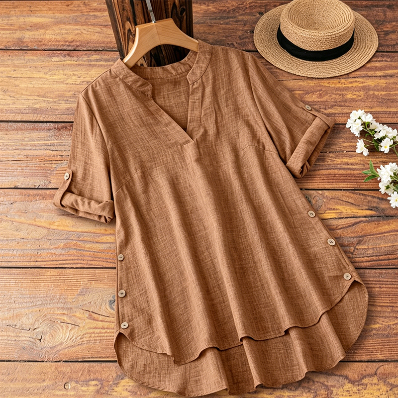 Women's Casual Loose Fit V-Neck Blouse mysite