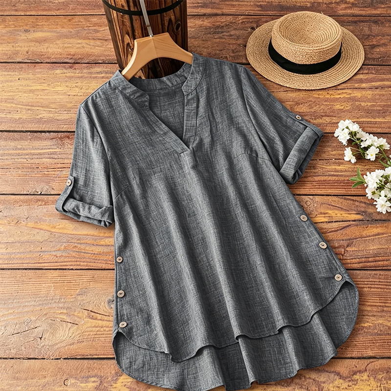 Women's Casual Loose Fit V-Neck Blouse mysite