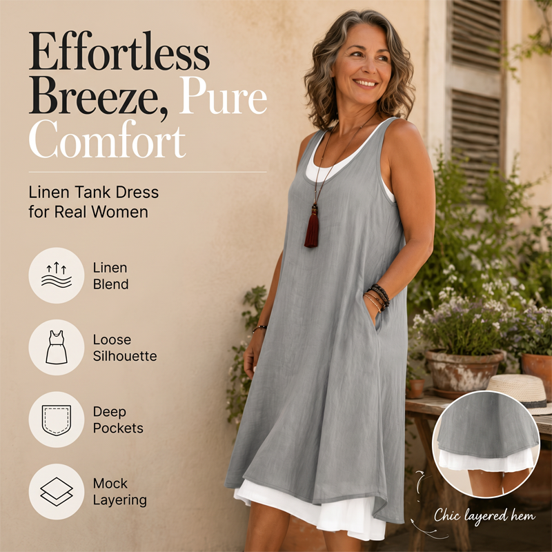 Women's Sleeveless Fake 2-Piece Dress mysite
