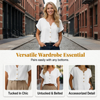 🔥Limited-Time Offer-Women's V-Neck Button Casual T-Shirt mysite