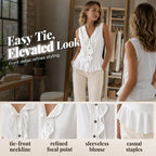 Women's Sleeveless Ruffle Trim V-Neck Top mysite