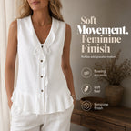 Women's Sleeveless Ruffle Trim V-Neck Top mysite