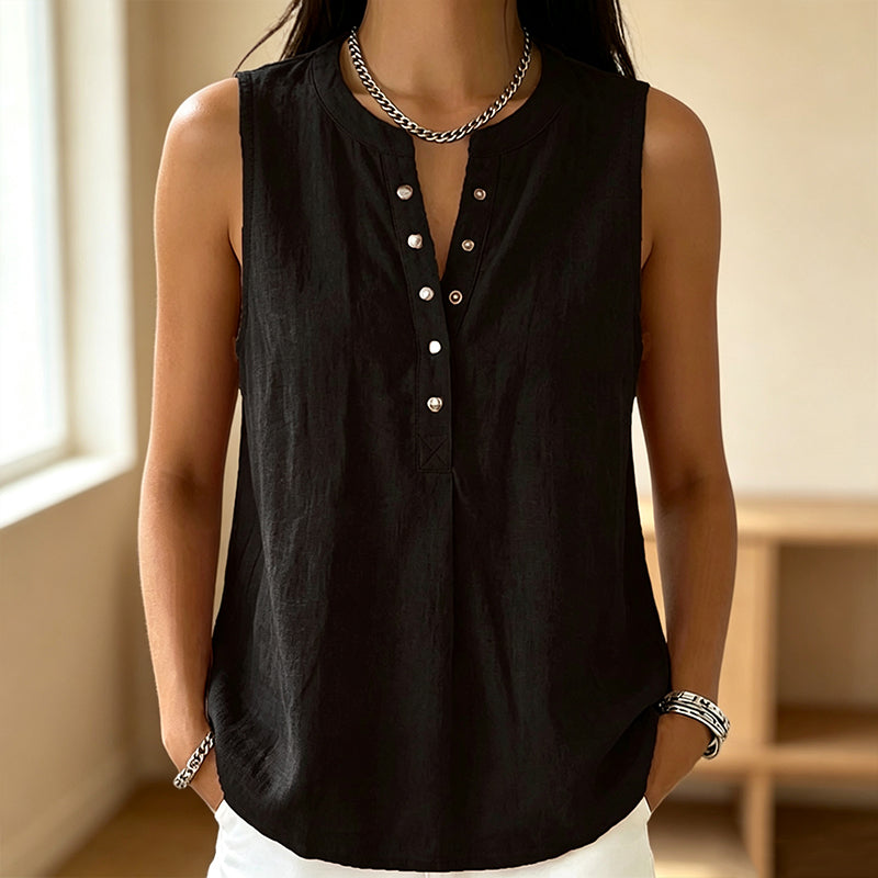 Women's Casual Sleeveless Button-Front Top mysite