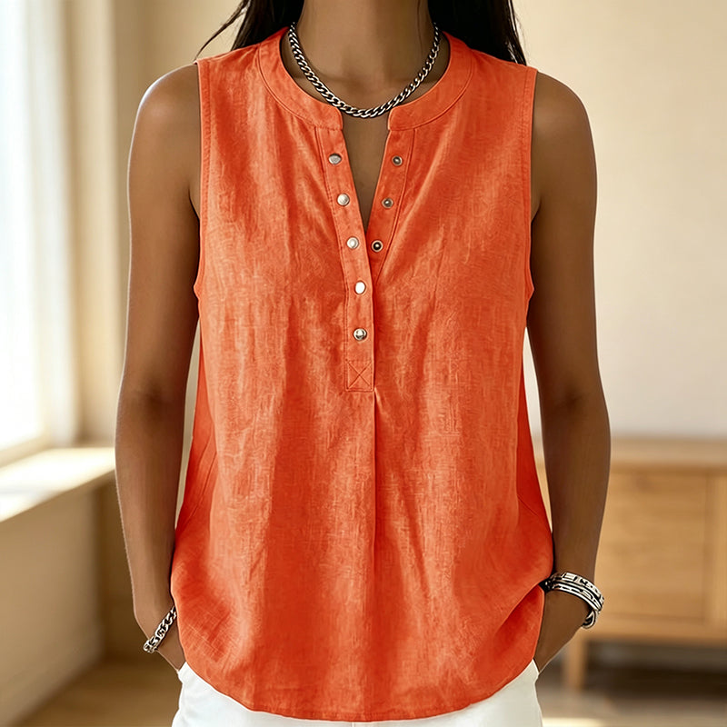 Women's Casual Sleeveless Button-Front Top mysite