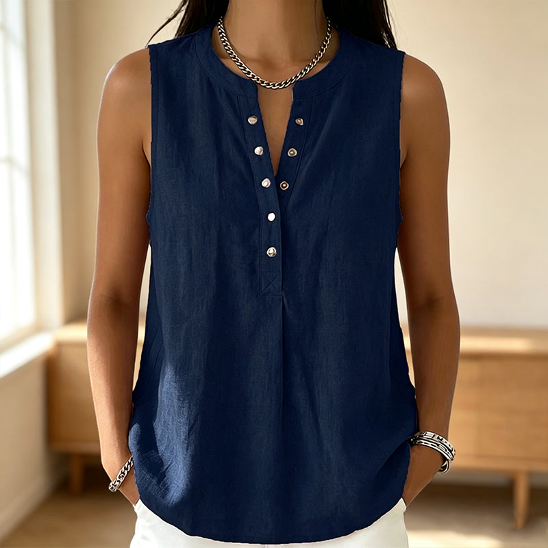 Women's Casual Sleeveless Button-Front Top mysite