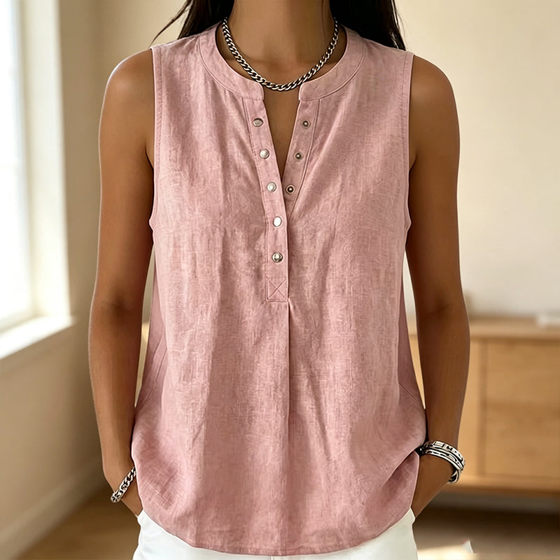 Women's Casual Sleeveless Button-Front Top mysite