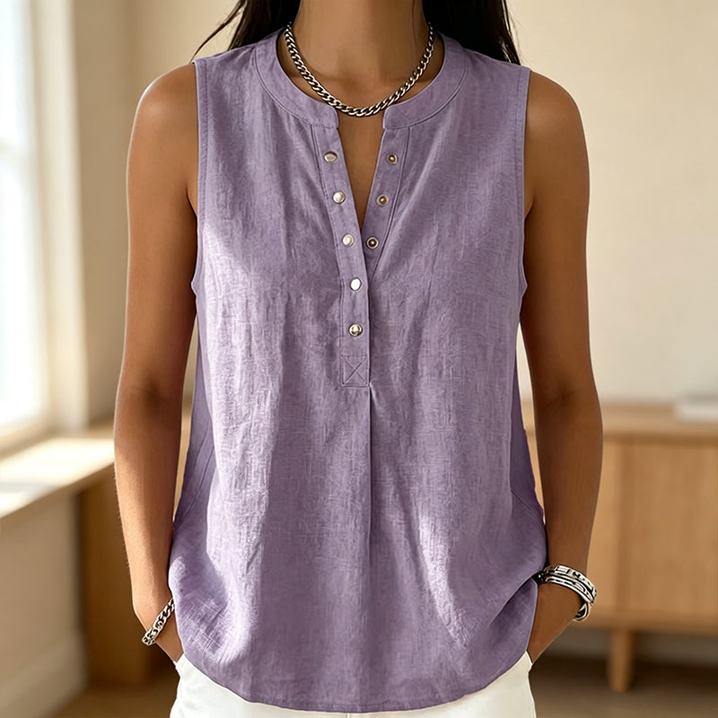 Women's Casual Sleeveless Button-Front Top mysite