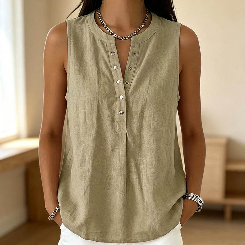 Women's Casual Sleeveless Button-Front Top mysite