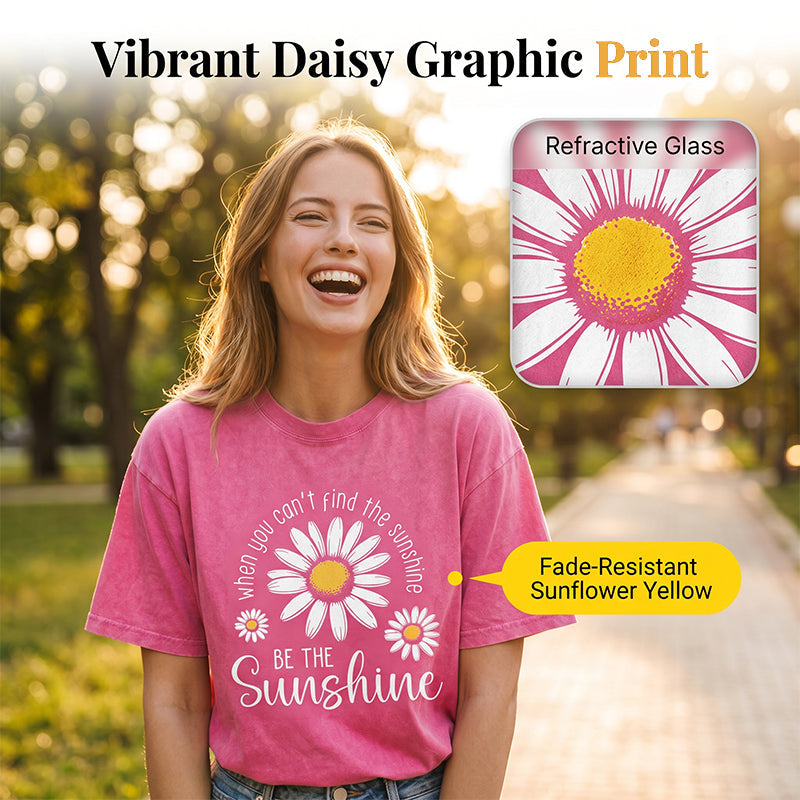 Unisex Vintage Washed Daisy Print Loose Fit T-Shirt mysite
