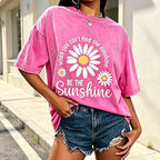 Unisex Vintage Washed Daisy Print Loose Fit T-Shirt mysite