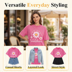 Unisex Vintage Washed Daisy Print Loose Fit T-Shirt mysite