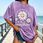 Unisex Vintage Washed Daisy Print Loose Fit T-Shirt mysite