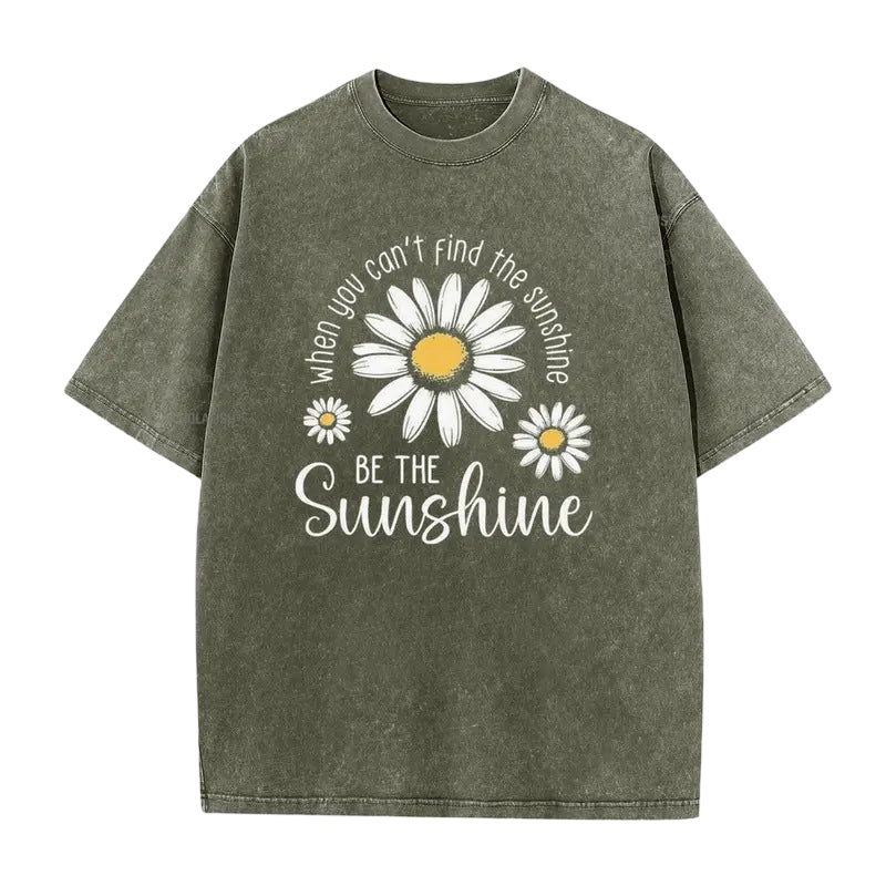 Unisex Vintage Washed Daisy Print Loose Fit T-Shirt mysite
