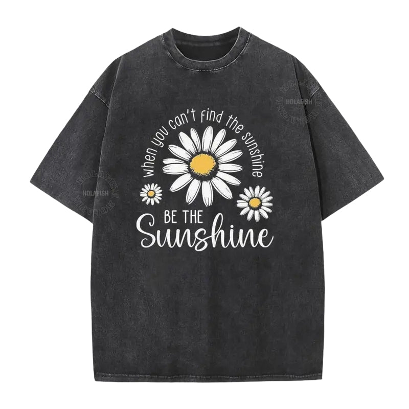 Unisex Vintage Washed Daisy Print Loose Fit T-Shirt mysite
